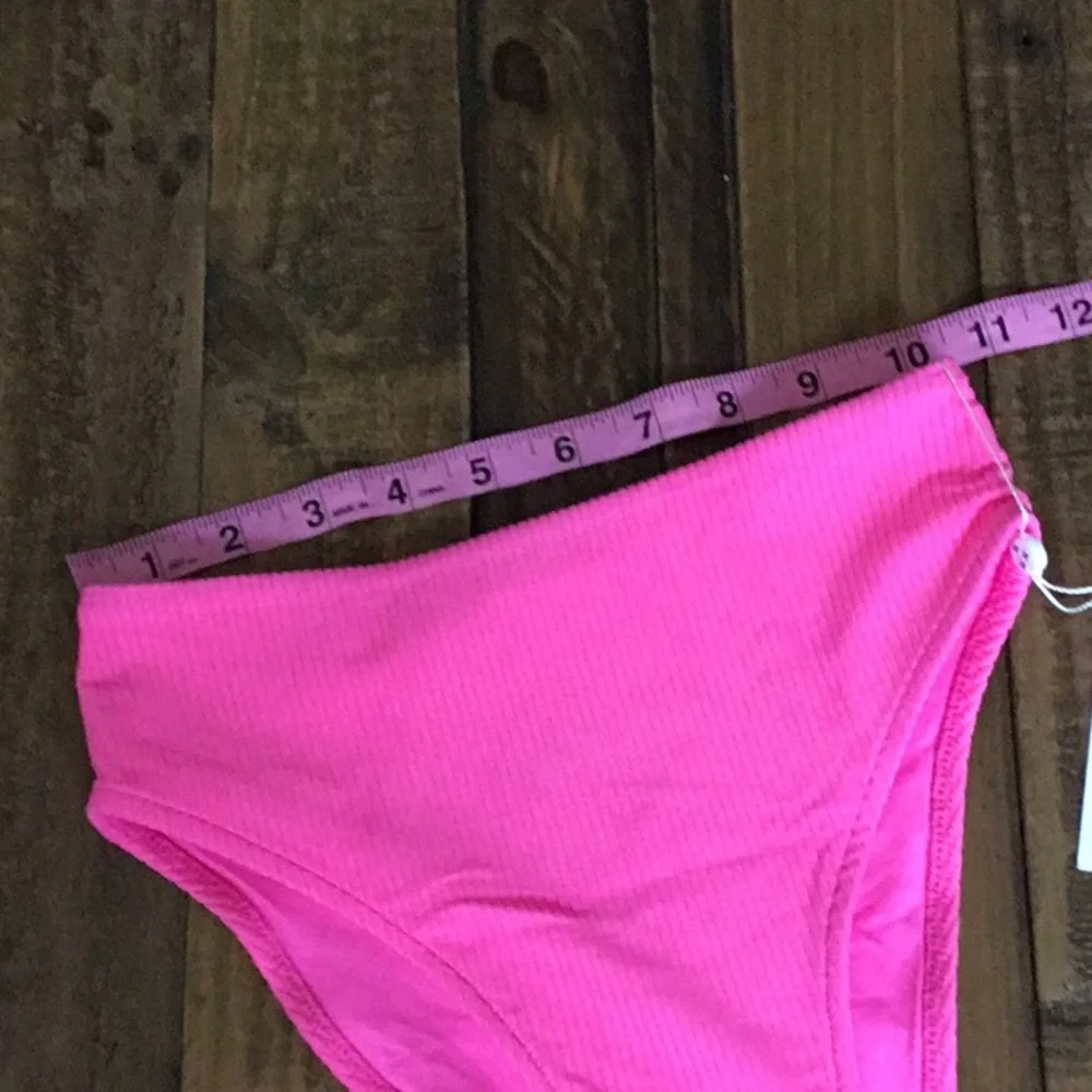 Frankie’s Bikinis Jenna Bright Pink Ribbed Bikini Bottoms Size XS